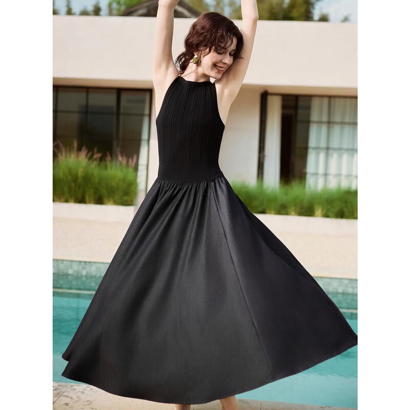 ELLE Women's French-Style A-Line Patchwork Maxi Dress