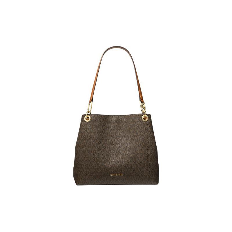Michael Kors Borsa a spalla Mk Kensington con zip e pieghe in ecopelle da donna Marrone Scuro 30F3G8KT7B-252