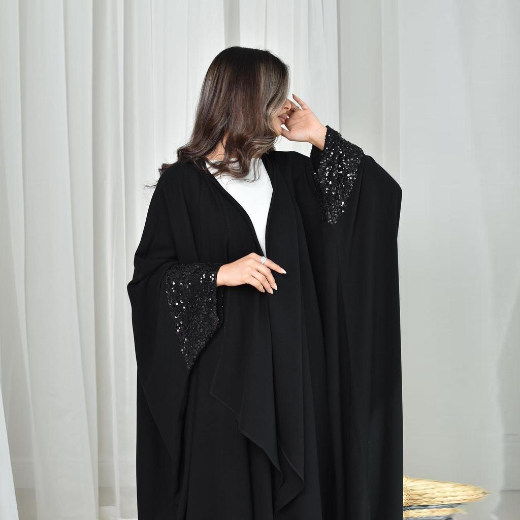 Modest Solid Color Abaya Cardigan - One Size Long Robe for Middle East and Dubai