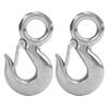 2pcs 1.5 Tons Eye Slip Hook with Safety Latch Stainless Steel Marine Lifting Eye Hoist Hook