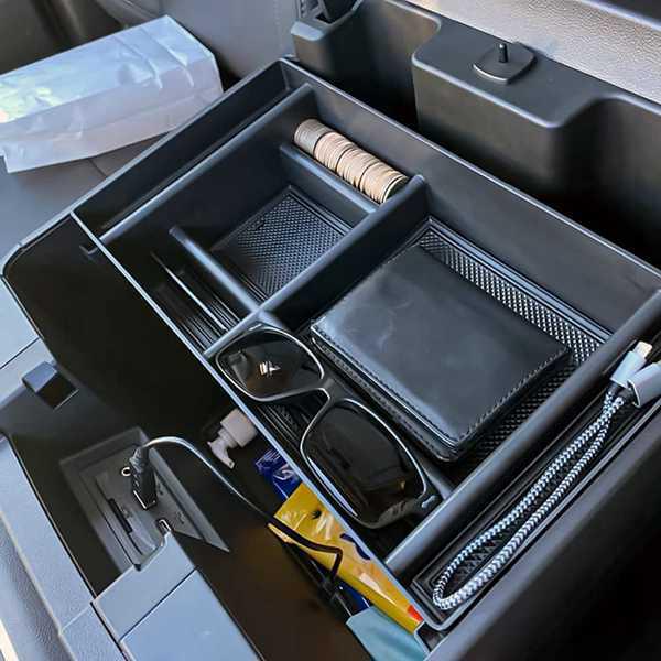Black ABS Center Console Armrest Storage Box - Compatible with Chevrolet Cars