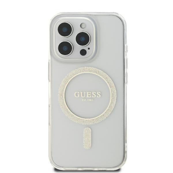 Guess Guhmp16Lhfgeret Iphone 16 Pro6.3 Przeźroczysty/Transparent Hardcase Iml Glitter Circle Magsafe
