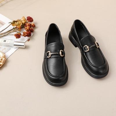 Chaussures simples pour femmes en cuir de vache printemps et automne, semelle en tendon de bœuf, talon bas, antidérapantes, résistantes à l'usure, bout rond, mode, polyvalentes