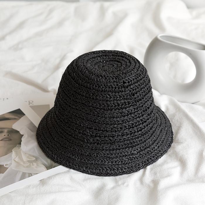

New Hand Made Braided Straw Hats Women s Big Head Cap Fisherman s Hat Protection Sun Hat Foldable Roll Up Caps Bucket Hat Travel 55-58cm чорний