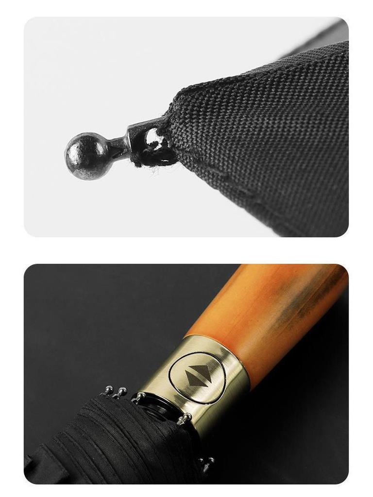 96-rib Automatic Windproof Umbrella with Wooden Handle, UV Protection, Sun & Rain Shield, for Men & Women - Enlarged, Thickened, Reinforced.