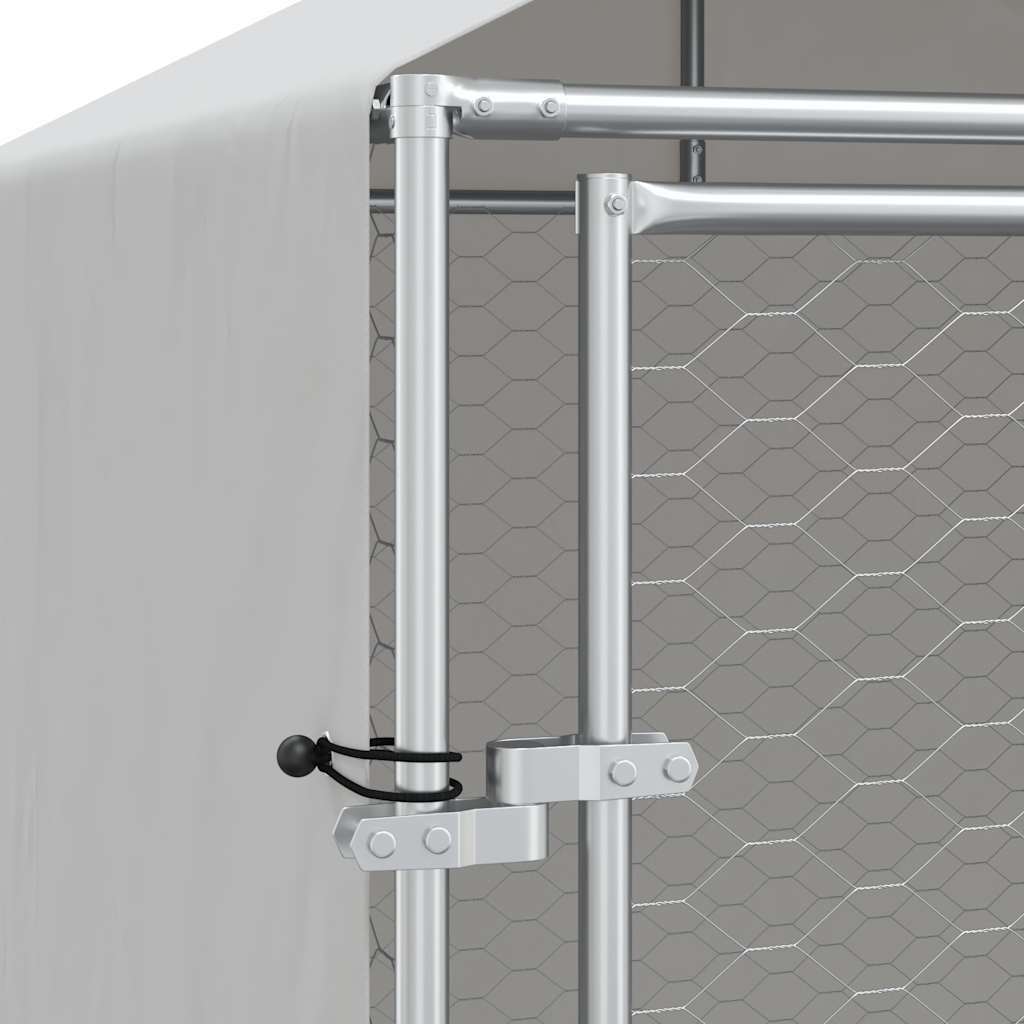Outdoor Dog Kennel with Roof Silver 2 x 2 x 2.5 m Galvanized Steel