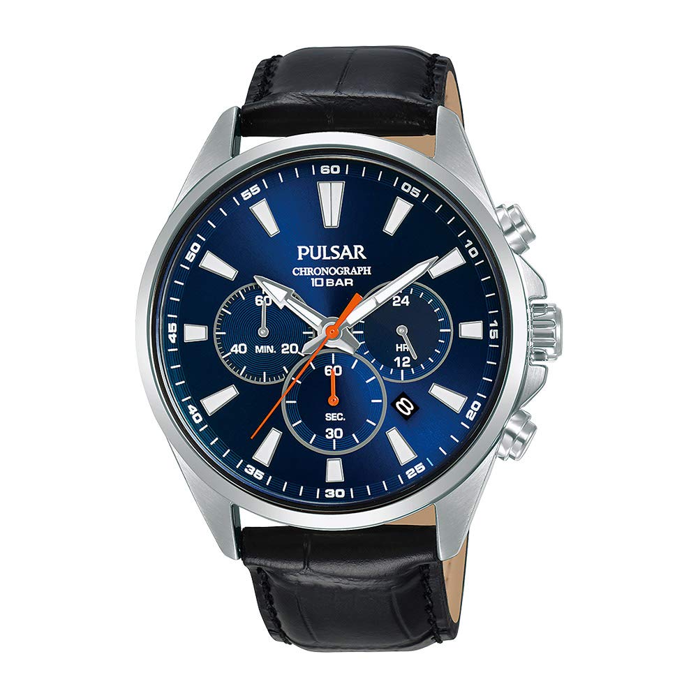 SEIKO PULSAR PT3A43X1 Часы-хронограф с кожаным ремешком