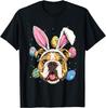 Ostern Bulldogge Hasenohren Grafik T-Shirt Atmungsaktives Baumwoll-T-Shirt für Männer Frauen