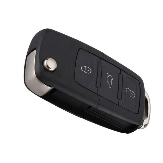Coque de boîtier porte-clé télécommande pliable à 3 boutons, pour Bora Passat Golf Polo Jetta