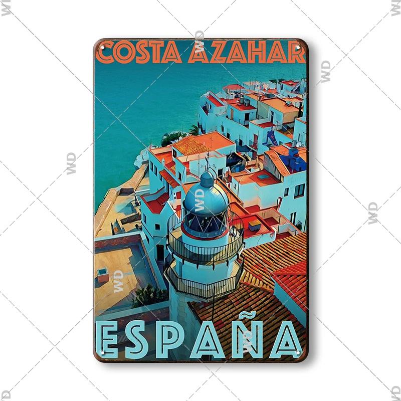 Vintage krajobraz miejski metalowa plakietka emaliowana londyn paryż floryda nowy jork plakaty podróże dekoracje płyta metalowy obrazek dekoracje ścienne barowe