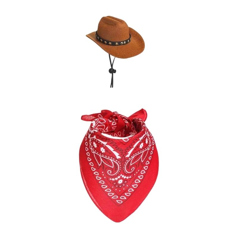 

Western Geese Cosplay Hat with Fashion Print Bandana For Holiday Yard Lawn And Indoor Festival Porch Geese Decoration червоний/коричневий