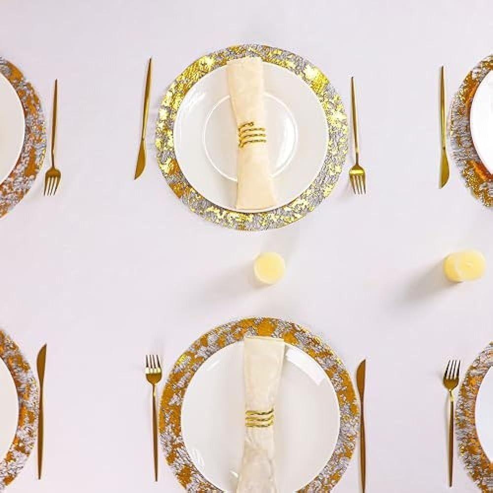 10pcs Metallic Glitter Foil Mesh Gold Thin Mesh Place Mats Disposable Table Mats  Christmas