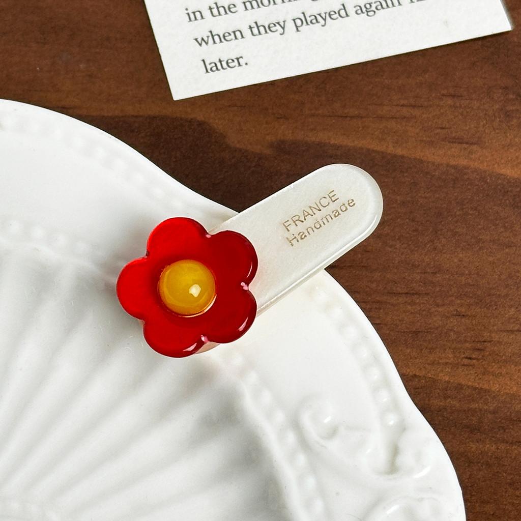 Яркая Ручная Работа Цветочная Утиная Клюв Заколка Для Волос Из Ацетата Для Молодых Женщин White Red