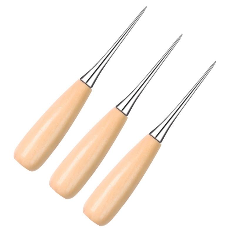 30pcs Leather Craft Awl Tool Wood Handle