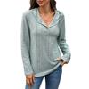 New Autumn and Winter Solid Color Button Hooded Loose Long-sleeved Sweat shirt Top for Women
