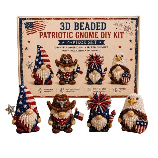 Tiny 3D Beaded Animal DIY Kit, Petite 3D Beaded Gnome Craft Kit, Creative 4-Pack DIY Goblin Beading Set with Instructions, Handmade Cute Beaded Dwarf B