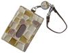 Legare Stained Glass Pass Case with Reel, Genuine Leather, for Men and Women, with Strap (Champagne Gold)