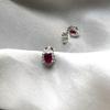 Ekte Ruby Halo Oval Stud øredobber Håndlagde Sterling sølv smykker for elskede