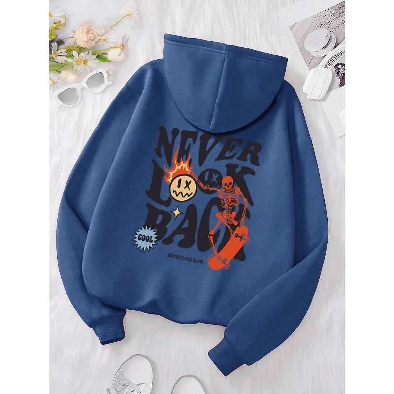 Never Look Back Creative Smile Skull Hoodies Women Warm Comfortable Sweatshirt Loose Hip Hop Street Clothes Loose Hoody Hoodies & Sweatshirts Women’s