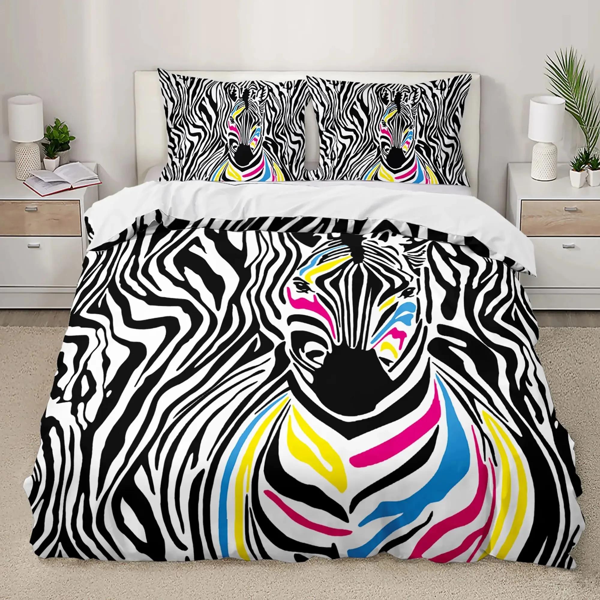 

Zebra Duvet Cover Set King Size 3D Horses Steed Bedding Sets Africa Wild Animal Comforter Cover Set Personalized Bedspread Cover 70x133cm