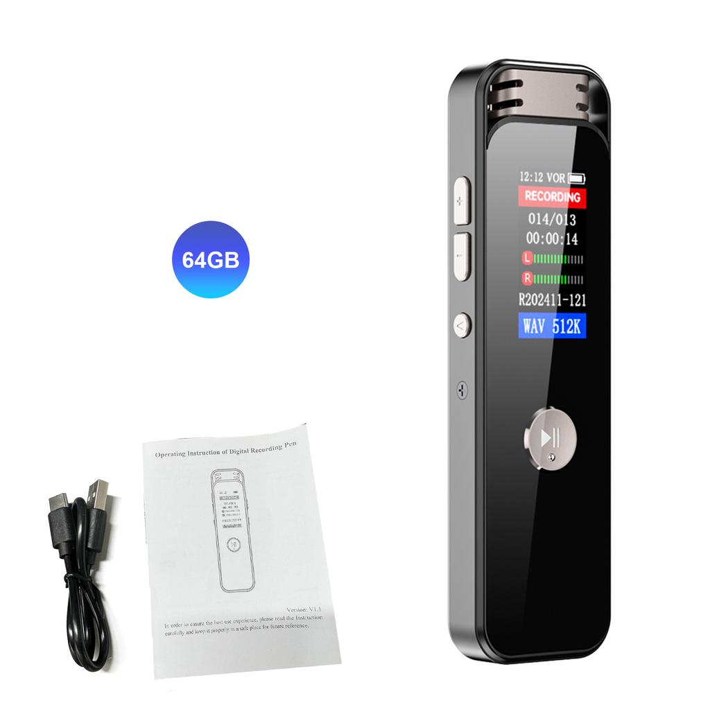 Back Clip Digital Audio Voice Recorder, 360 Degrees  Dual Microphone Surround Recording, Voice Activation, HD Audio,