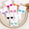 Silver Heart Stud Earrings: Fresh, Simple Geometric Design with Convex Surface and Cute Dangle Style