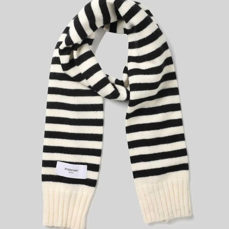 

Studio Salt [24 WINTER][SALT Label] NOAH STRIPE KNIT MUFFLER_IVORY/BLACK IVORYBLACK