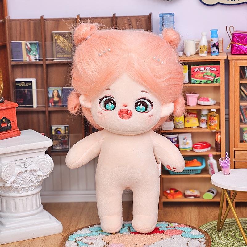 20cm Cotton Star Doll with Skeleton & Frizzy Hair - Nude Plush Doll