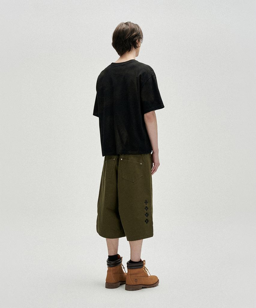 NOT4NERD Candle Residue Oil Washed Loose Cropped T-Shirts - Black