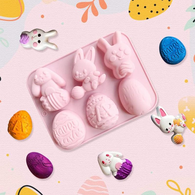 1Pc 2024 Easter Bunny Silicone Mold 3D Egg Chocolate Mould Jelly Pudding Cute Rabbit Shape Easter Party Cake Decorating Tool