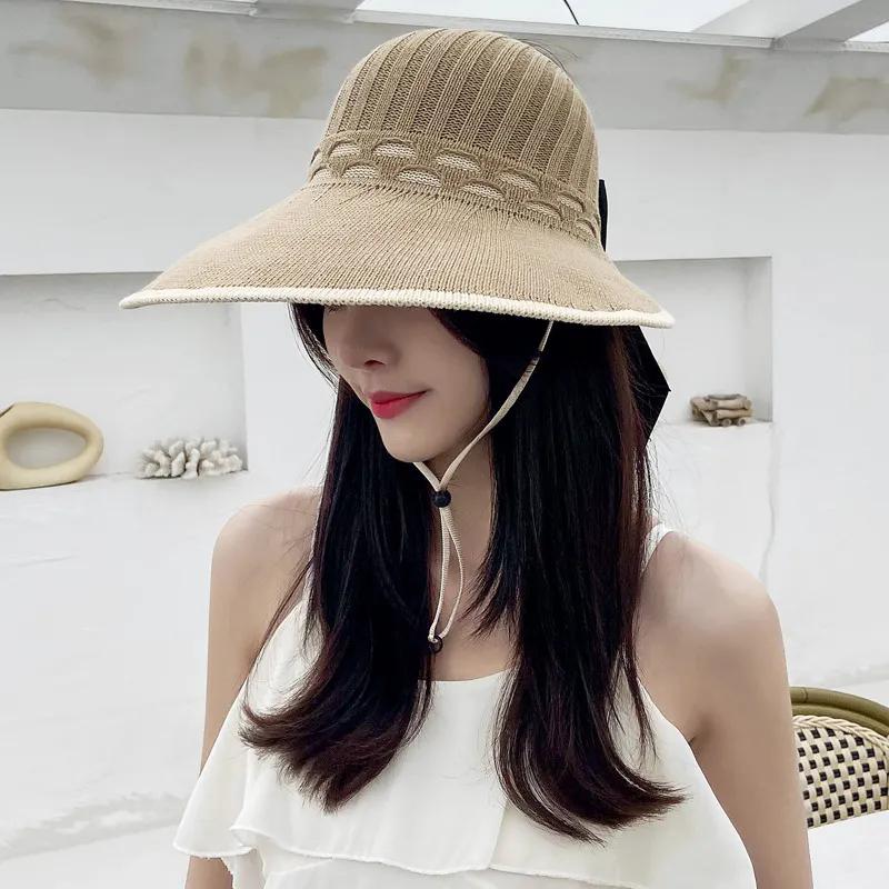 WTEMPO Sun Protection Women's Summer Hats Foldable UV Protection Outdoor Travel Beach Wide Brim Empty Top Bow Sun Hats