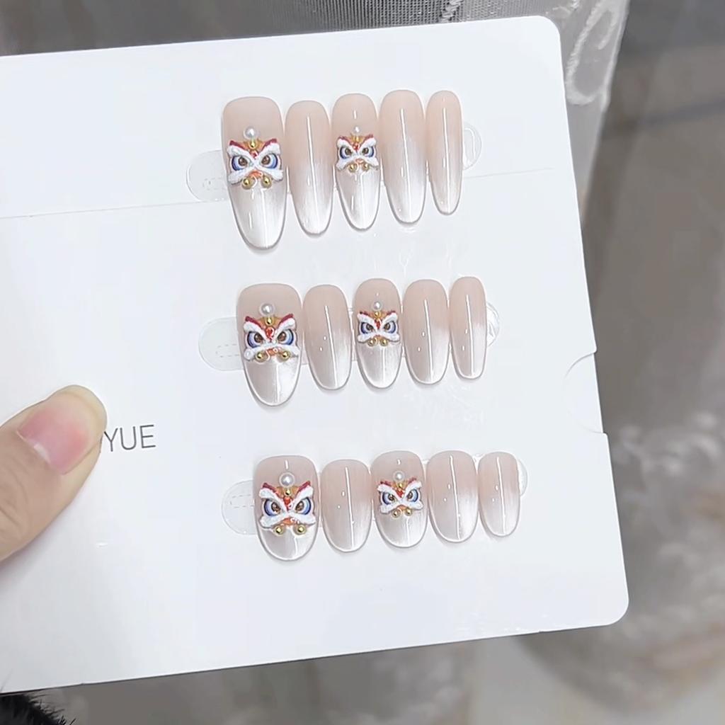 Tablete de unghii pentru fototerapie pur lucrate manual, Anul Nou, Artă de unghii reutilizabilă, produs finit