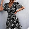V-neck Dress Women's A-line Short Sleeved Spring Summer S-XXXL