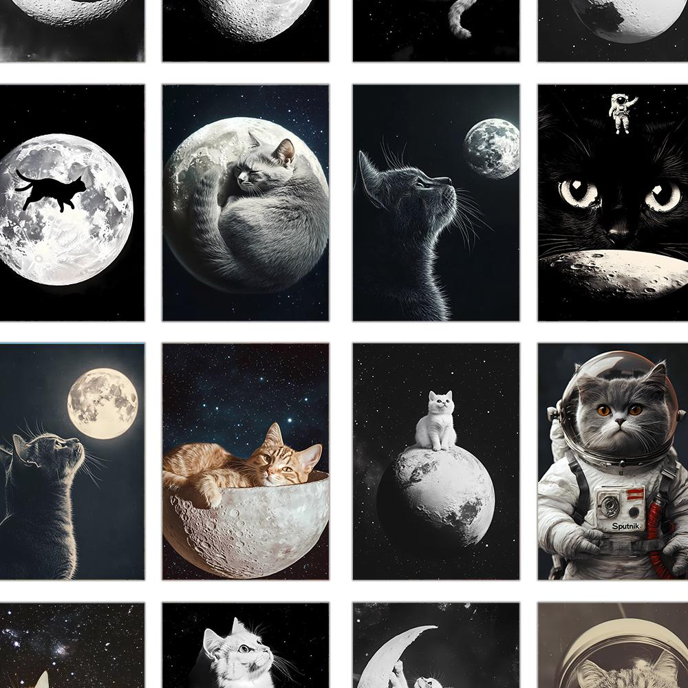 32pcs, Space Cat Postcards, Greeting Cards, DIY Postcards, Decorations, Suitable for Collection and Gifting