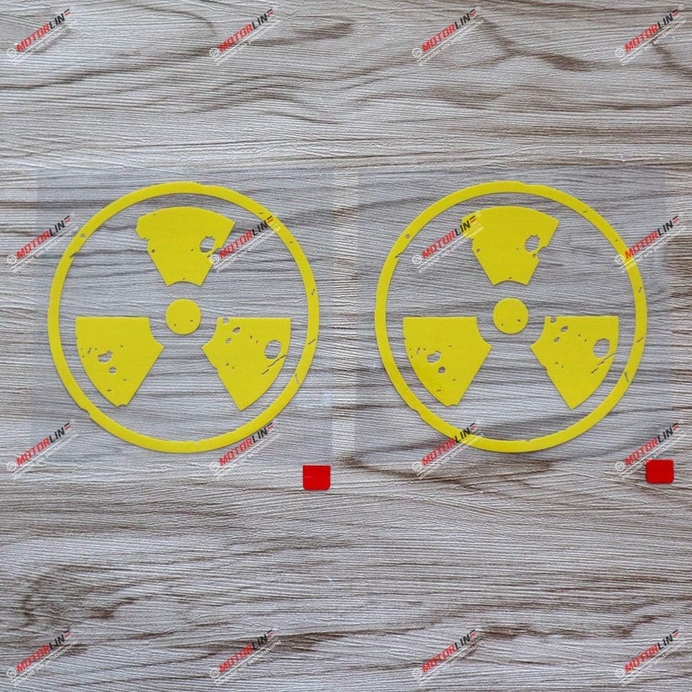 2X Yellow 4 Radioactive Warning Nuclear Radiation Symbol Decal Sticker Car Vinyl Roundel Distressed