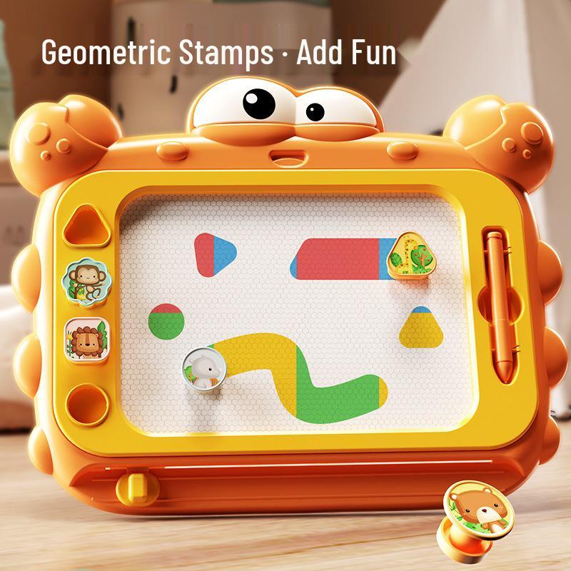 Magnetic Doodle Board with Geometric Stamps - Erasable Drawing Toy for Toddlers and Infants