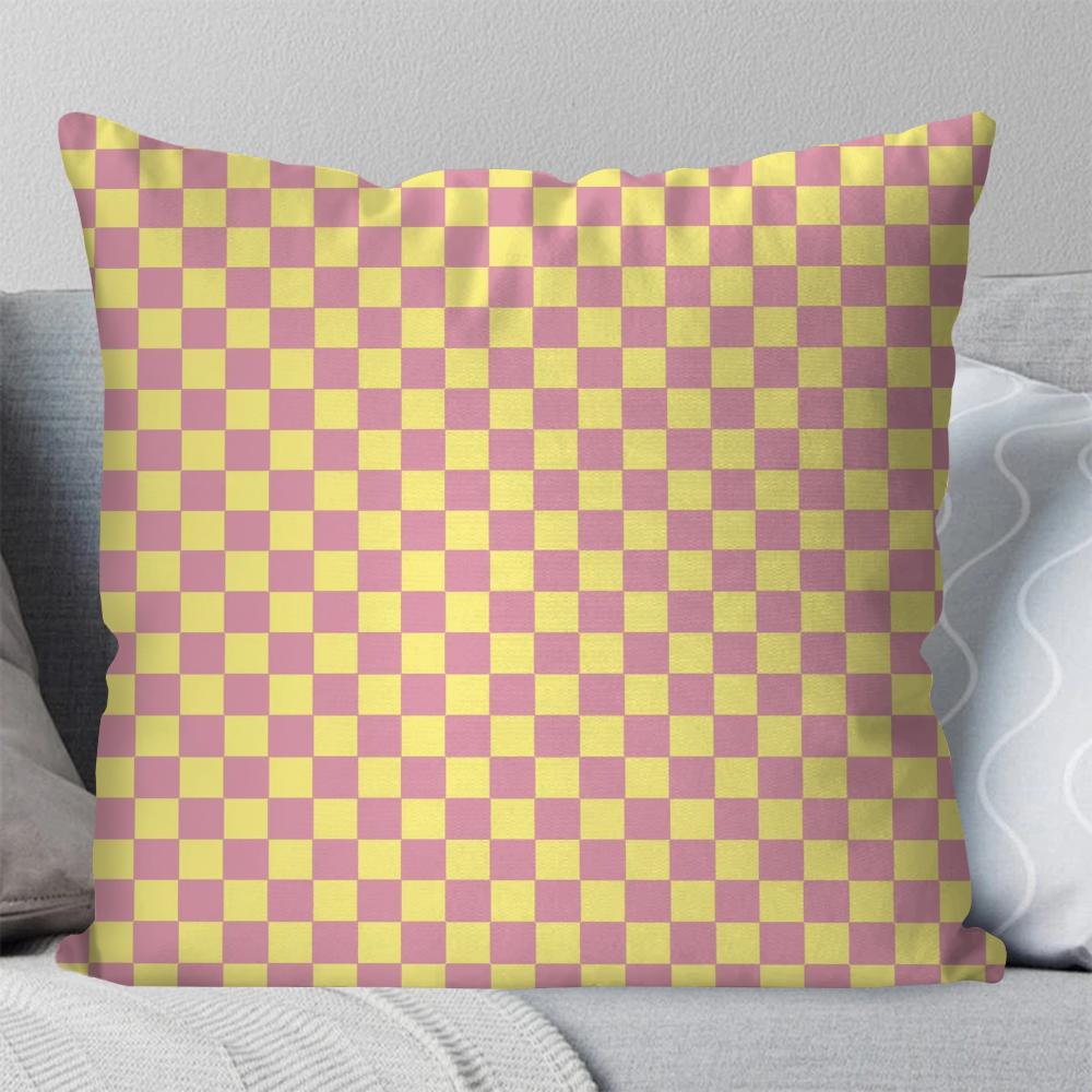Checkerboard Grid Pillow Case Square Pillow Bedroom Sofa Leisure Comfort Cushion Car Living Room Home Decoration 40X40