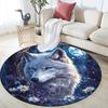 Wolf in Moonlit Round Area Rug,Carpet Rug for Living Room Bedroom Sofa Playroom Decor,Non-slip Floor Mat
