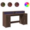 VidaXL Desk and LED Lights Brown Oak Engineered Wood, Work Desk, Study Desk, Home Office Desk, Desk 3309435