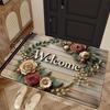 Vintage Floral Welcome Entry Door Floor Mat American Country Style Entryway Door Anti Slip Carpet Home Decoration