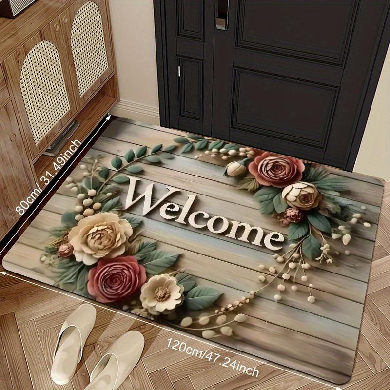 Vintage Floral Welcome Entry Door Floor Mat American Country Style Entryway Door Anti Slip Carpet Home Decoration