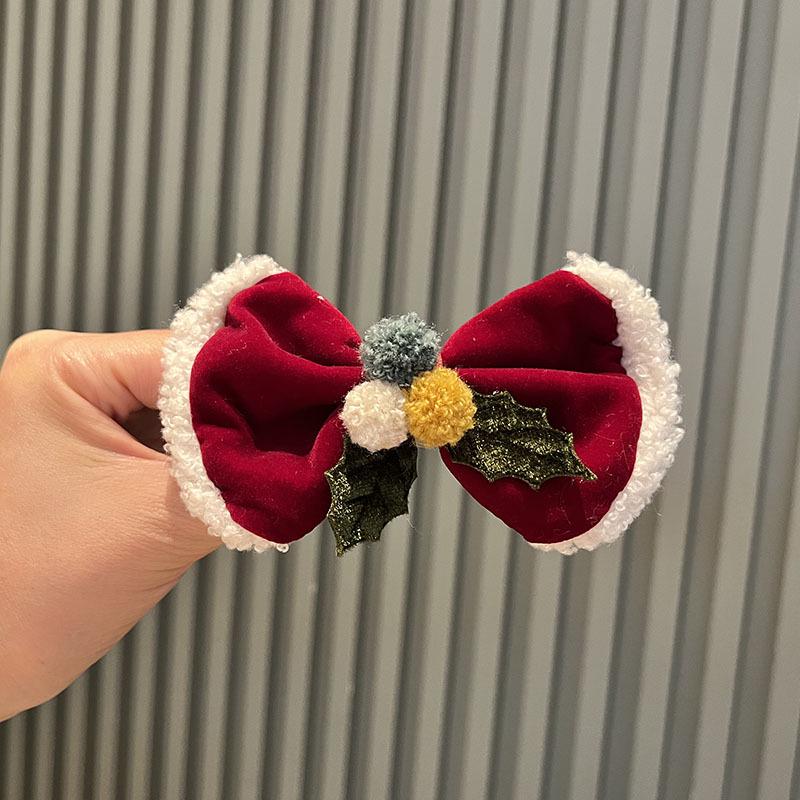 Koreanischer Samt Schleife Haarspange - Weihnachts- & Winter Kopfschmuck