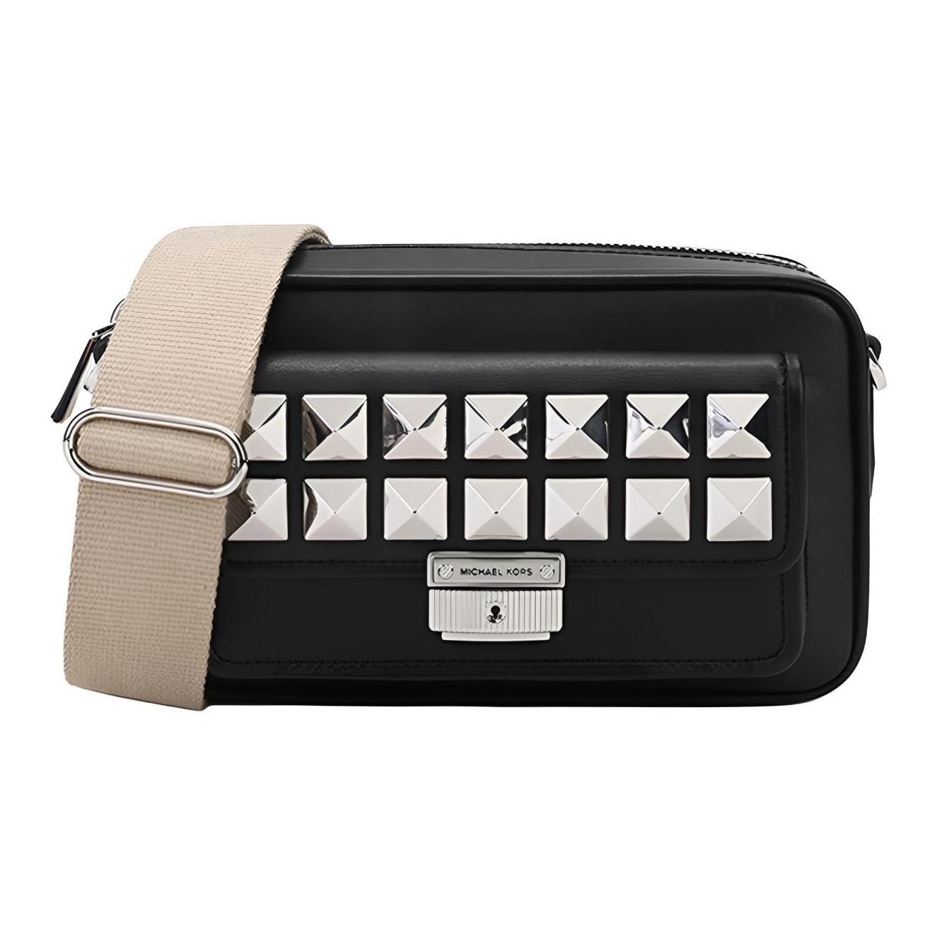 

Michael Kors Bradshaw Studded Zipper Camera Casual Fashion Vintage Leather Crossbody Shoulder Bag Women Bags Black 32H1S2BC2T-001 Basic Set (Bag+Dust Bag)