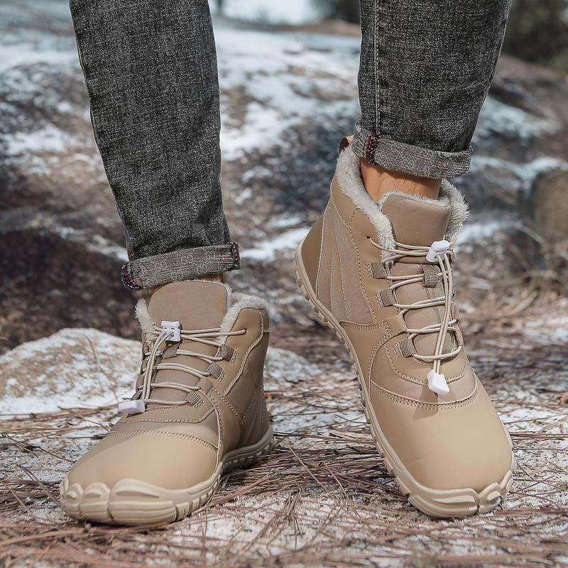 Outdoor Snow Boots Men's Non-slip Waterproof Velvet Warm Five-finger Shoes Cotton Shoes Women's Platform Barefoot Winter Couple Boots