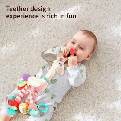 Baby Handheld Toys Bed Bells Cute Soft Giraffe Zebra Animals Handbells Rattles Music Teether Can Bite Baby Grip Training Toys