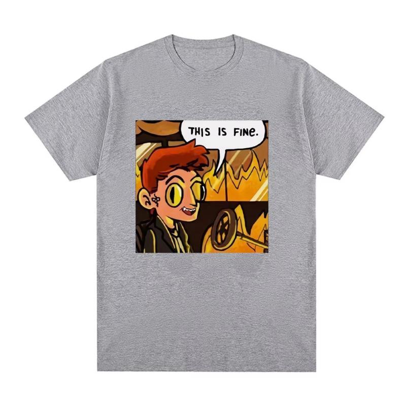 Good OUnisexs This Is Fine Crowley Graphic T Shirt Unisex Fashion Vintage T Shirts Summer Cotton Casual Cozy Tshirts Streetwears