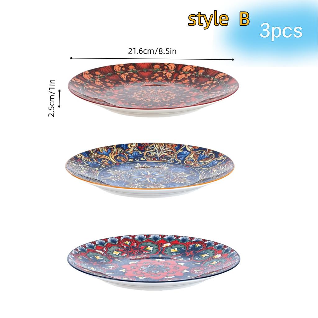 Bohemia Ceramic Large Plate Set Household Steak Plate Western Plate Creative Breakfast Plate Dish Plate Restaurant Flat Plate