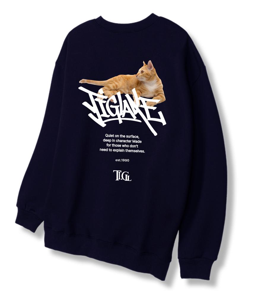 TI.GLAKE Cat Sheaf Sweatshirt Navy [Fleece Lining]