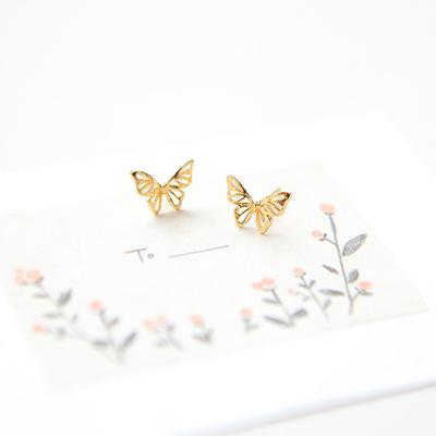 Small Butterfly Stud Earrings Female Simple Cute Small Hollow Earrings Japanese and Korean Version Accessories
