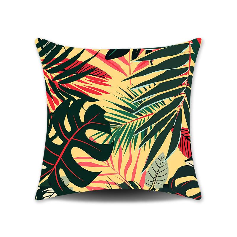 New Nap Pillow Green Leaves Sofa Plush Pillow Cover Home Bedroom Sofa Summer Pillow Cover